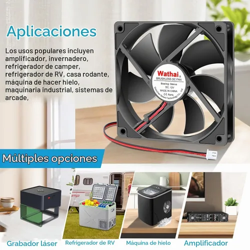 Vista 2 de Wathai 120mm x 25mm 12V Computer Case Cooling Fan 12 Volt 2Pin DC Fan 2Pack