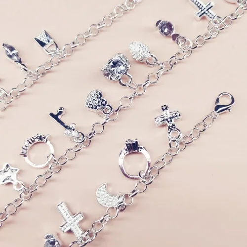 Vista 3 de Dicomeng Pulseras de plata de ley para mujer, pulseras de plata de ley para mujer, pulseras de dije para adolescentes, joyas de plata, Sin gemas.