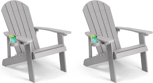 Vista 23 de Silla Adirondack, sillas de plástico resistentes a todo tipo de clima, con soporte para tazas, 5 pasos fáciles de instalar, sillas de exterior
