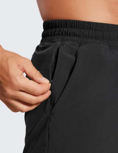 Vista 4 de CRZ YOGA Pantalones cortos de correr 2 en 1 para hombre de 5 pulgadas, forrados, de secado rápido, para entrenamiento, deportes, atletismo