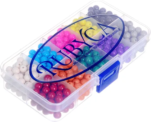 Vista 2 de RUBYCA Opaco pintado Druk Perlas de vidrio checo para la fabricación de joyas 0.236 in, colores mezclados w/caja del envase