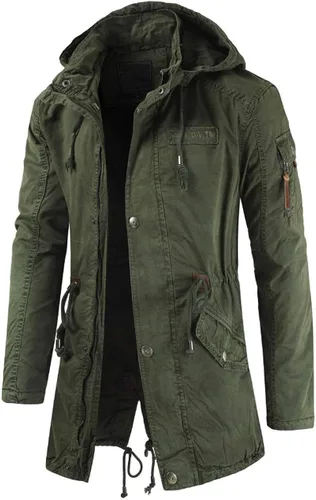 Vista 3 de chouyatou Chaqueta de parka de algodón con capucha extraíble y cierre completo para hombre