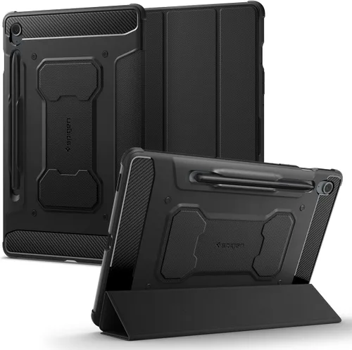 Vista 15 de Spigen Funda Rugged Armor para Galaxy Tab S8 (2022) / Tab S7 (2020) con soporte para bolígrafo S integrado, color negro