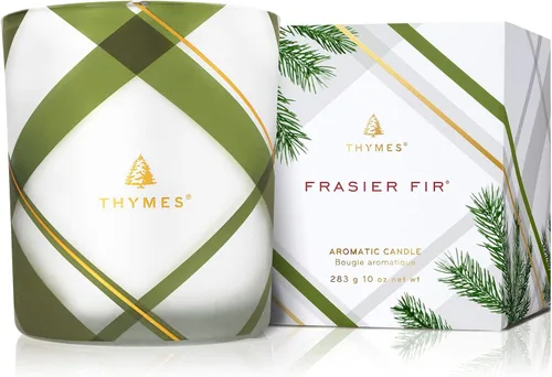 Vista 7 de Thymes - Vela votiva con aroma a abeto Frasier, diseño a cuadros esmerilados, 2 onzas