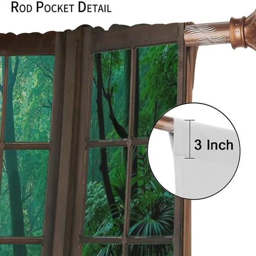 Vista 74 de Cortinas de paisaje, ventana 3D, primavera, bosque, vida silvestre, paisajes de naturaleza, dormitorio, sala de estar, cortinas térmicas opacas de 2