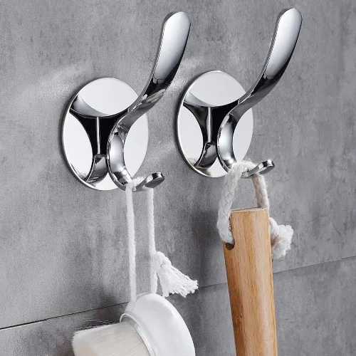 Vista 3 de Ganchos adhesivos de acero inoxidable autoadhesivos para bata de baño, cocina, gancho de pared, sin tornillos, sin daños