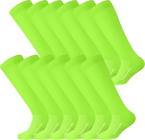 Vista 12 de Haysandy 12 pares de calcetines juveniles a granel para fútbol, fútbol, sóftbol, béisbol para niñas atléticas, niños, jóvenes y adultos, deportes