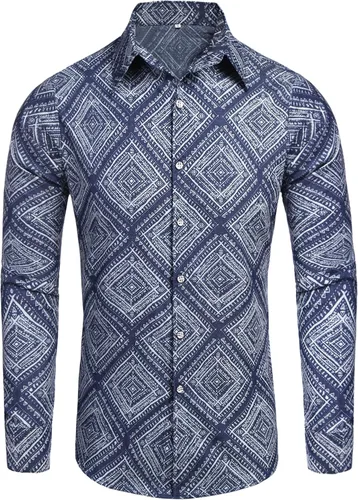 Vista 2 de Daupanzees Camisa de trabajo de mezclilla de manga larga de algodón con botones para hombre