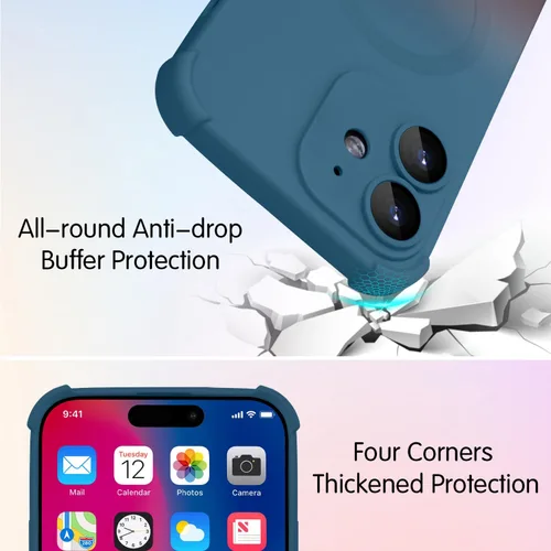 Vista 4 de Funda magnética para iPhone 12 de 6.1 pulgadas con protector de lente de cámara, protección contra caídas [compatible con Magsafe] Funda delgada