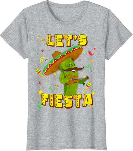 Vista 27 de Cinco De Mayo - Camiseta de regalo con sombrero de cactus Let's Fiesta, Negro, S