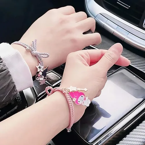 Vista 7 de Kuromi And My Melody - Pulsera magnética para parejas relación de atracción mutua a juego pulsera de cuerda para él y ella regalo para mejor amiga