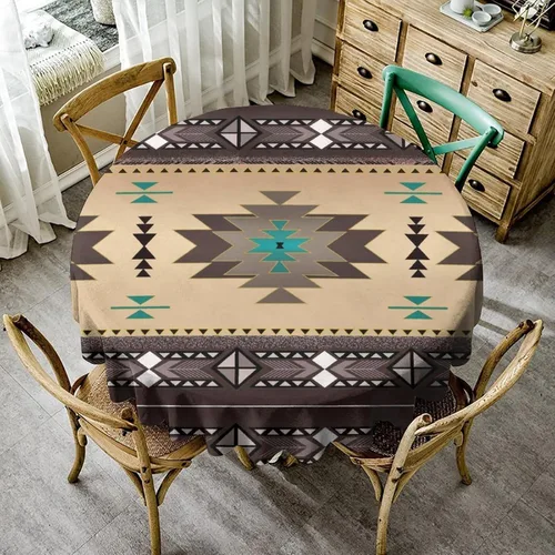 Vista 38 de Mantel azteca, diseño geométrico tribal, decoración rústica de nativos americanos, estilo suroeste, impermeable, lavable, para decoración de cocina