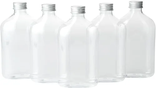 Vista 14 de Restaurantware Bottle Tek - Botellas de licor de 10 onzas, 100 botellas de plástico vacías, desechables con tapas de aluminio, botella de plástico
