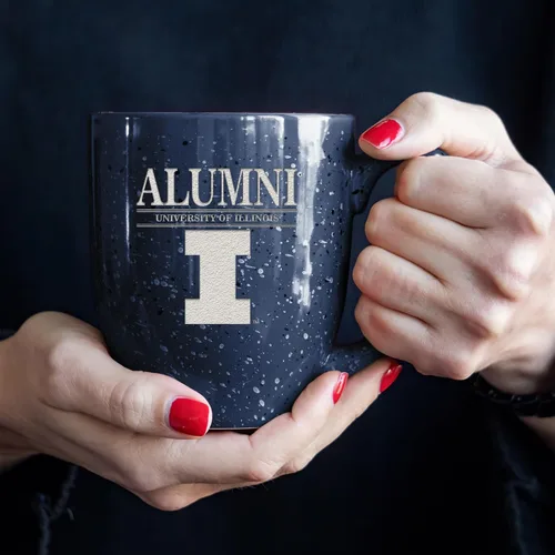 Vista 4 de Rico Industries NCAA Illinois Fighting Illini Alumni - Taza de café de cerámica moteada grabada con láser de 16 onzas