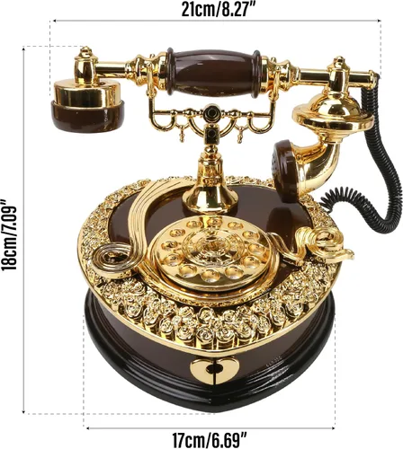 Vista 5 de Joyero grande para teléfono vintage de 7 x 8 pulgadas con cajón, almacenamiento victoriano, bonitos regalos antiguos para mujeres, cajas de música