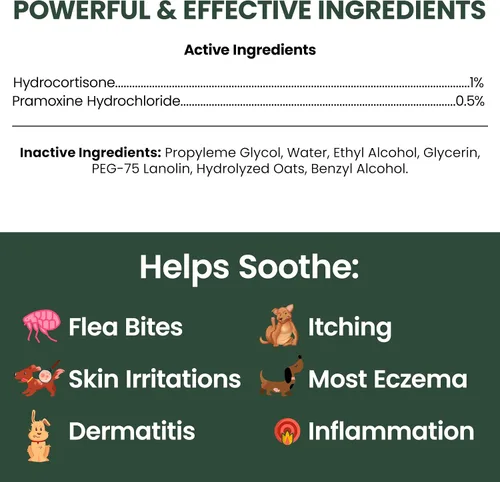 Vista 2 de Aerosol de hidrocortisona para perros – Spray antipicazón para perros de 4 onzas para piel irritada, puntos calientes, picaduras de pulgas, picazón