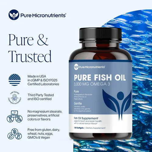Vista 2 de Aceite de pescado Omega 3, sabor a limón sin eructos, EPA y DHA, 90