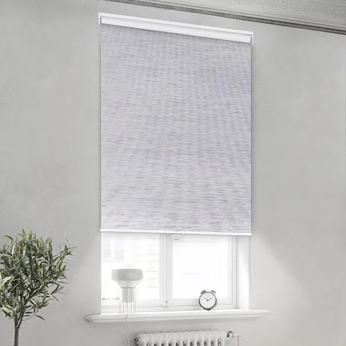 Vista 8 de Persianas enrollables opacas para ventanas, persianas enrollables sin cordones con cenefa de cassette, persianas de ventana de jacquard a rayas