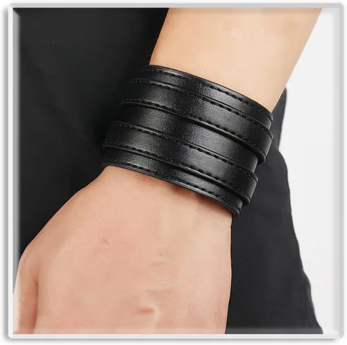 Vista 6 de Xusamss Pulsera de pulsera de joyería punk con hebilla de cinturón de cuero ancho brazalete brazalete brazalete