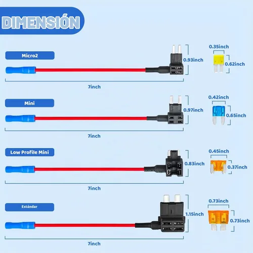 Vista 2 de Paquete de 16 fusibles de 4 tipos, soporte de fusible de 12 V para añadir
