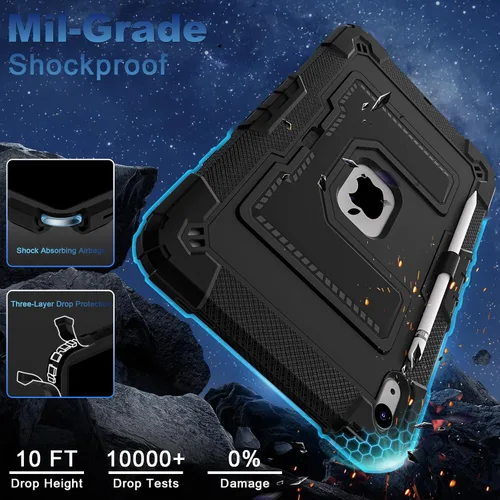 Vista 5 de WESOROL Funda para iPad A16 11ª Generación 11 Pulgadas (2025) iPad 10ª Generación 10.9 Pulgadas (2022), Fundas i Pad A16 Grado Militar Resistente a
