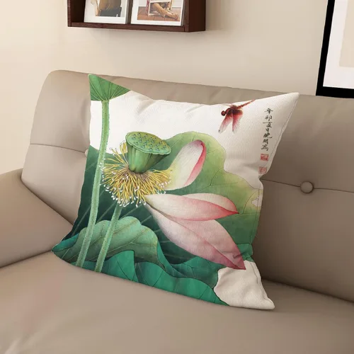Vista 11 de Funda de almohada con estampado digital de loto zen chino, diseño de doble cara para sofá, sala de estar, decoración de dormitorio
