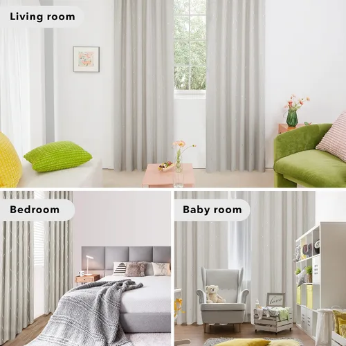 Vista 6 de Deconovo Cortinas opacas con pestaña trasera con patrón geométrico, oscurecimiento de habitación, bloqueo de calor, cortinas de ahorro de energía