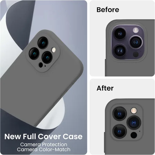 Vista 3 de FireNova Funda para iPhone 14 Pro, funda de silicona mejorada [protección de cámara] con [2 protectores de pantalla], forro interior de microfibra