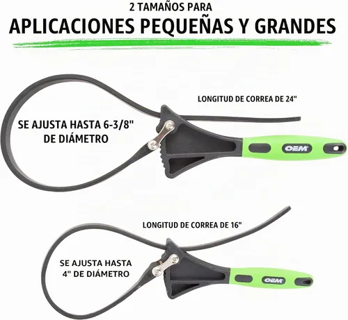 Vista 6 de OEMTOOLS Juego de llaves de correa de goma, 2 piezas ajustables para filtro de aceite para tuberías, grifos, abridor de tarros, herramienta