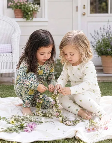 Vista 5 de moimoln 6M-8Y Pijama floral para bebé y niña pequeña, suave, modal, algodón, transpirable, ajustado, manga larga, conjunto de ropa de dormir A_baya