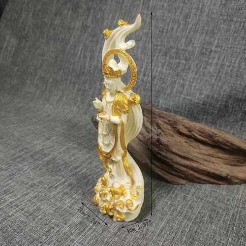 Vista 2 de Estatua de Quan Yin, estatua de la divinidad de Guan Yin Feng Shui, decoración de meditación Kuan Yin, decoración de oficina en casa