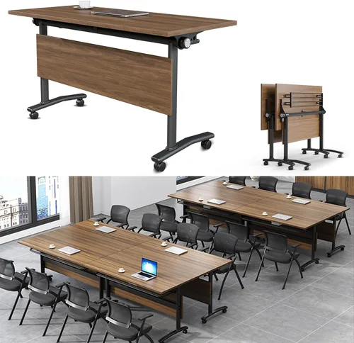 Vista 31 de Mesa de conferencias plegable, mesas de sala de conferencias con ruedas, mesa rectangular grande y plegable para reuniones de 6 a 12 personas, mesa