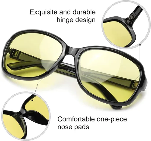 Vista 2 de SIPHEW Gafas de visión nocturna HD para mujeres que conducen lentes polarizados de conducción nocturna lentes amarillas antirreflejos para la noche