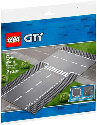 Vista 3 de LEGO 60236 City Camino recto y cruce en T, nuevo 2019 (2 piezas)