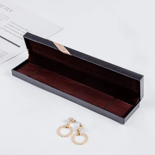 Vista 6 de MY MIRONEY Caja de collar negra de cartón con lazo de terciopelo, caja de regalo para joyas, caja de almacenamiento de 8.94 x 1.97 x 0.98 pulgadas