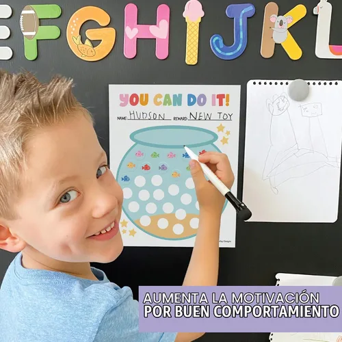 Vista 7 de Tabla de pegatinas para el comportamiento de los niños en casa y gráficos Azul