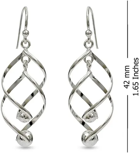 Vista 4 de LeCalla Aretes colgantes de plata de ley 925 para mujer, aretes colgantes de lágrima Aretes colgantes de gancho de pescado Regalo de joyería
