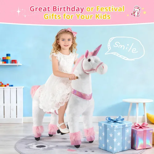 Vista 3 de Juguete de montar unicornio Pipleo para niños de 4 a 9 años, juguete de montar unicornio, animal de peluche mecánico de unicornio, sin batería ni
