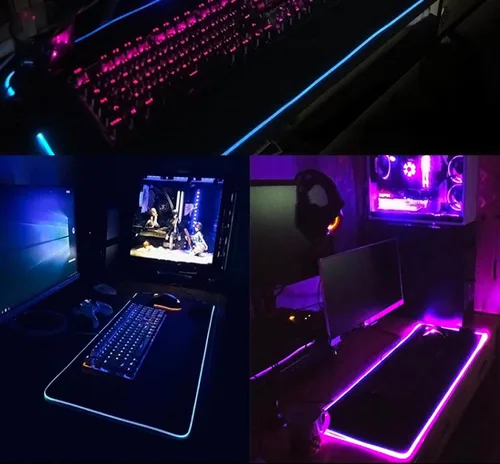 Vista 2 de ZGMJ Sailor Moon Landscape - Alfombrilla de mouse LED para juegos con diseño de paisaje para jugadores alfombrilla de mouse brillante y fresca 315 x