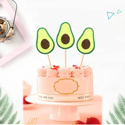 Vista 5 de 24 adornos para cupcakes de aguacate y frutas para fiesta, fiesta de frutas, aguacate feliz, guacamole, fiesta de cumpleaños, boda, baby shower