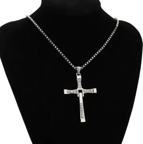 Vista 4 de KEYCHIN Collar de cruz inspirado para entusiastas de los deportes rápidos, regalo de cruz con colgante de acero de titanio, joyería periférica