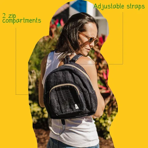 Vista 5 de Core Hemp Mini mochila, Himal-azul, Bolso mochila de cáñamo