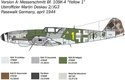 Vista 4 de Italeri BF-109 K-4 Messerschmitt, multicolor