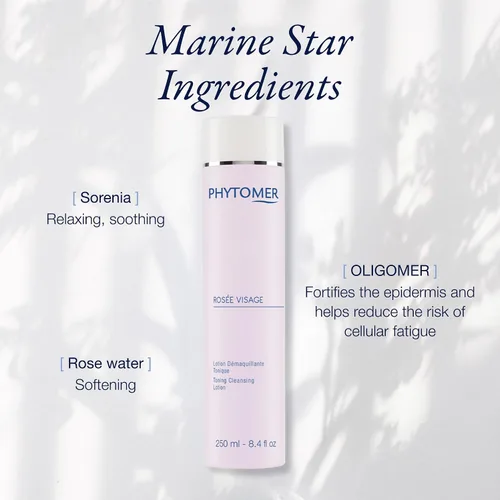 Vista 4 de PHYTOMER Rosee Visage Loción limpiadora tonificante Limpiador todo en uno, removedor de maquillaje y tóner para la cara, sin alcohol, ingredientes