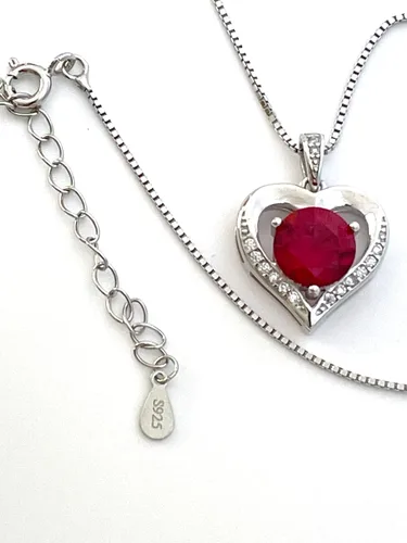 Vista 6 de Hecho a mano de 2.8 quilates de diamantes y rubí natural collar con colgante de corazón para mujer, collar de corazón natural, regalo para ella