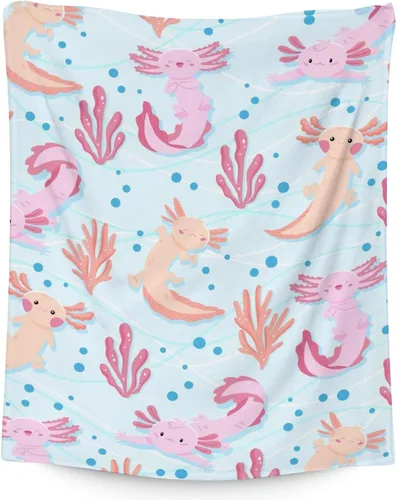 Vista 17 de Axolotl - Manta de regalo de 30 x 40 pulgadas, bonita manta para niñas, mantas suaves y peludas azules para sofá y oficina