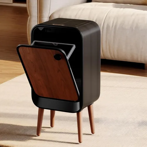 Vista 3 de Bote de basura automático con sensor de movimiento, manos libres, sin contacto, con tapa inteligente, papelera eléctrica de baño para oficina