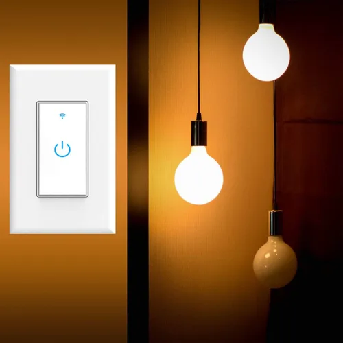 Vista 5 de Interruptor inteligente Wifi, interruptor de luz Wifi, 2 paquetes, compatible con Alexa y Google Home, control remoto de aplicación con función