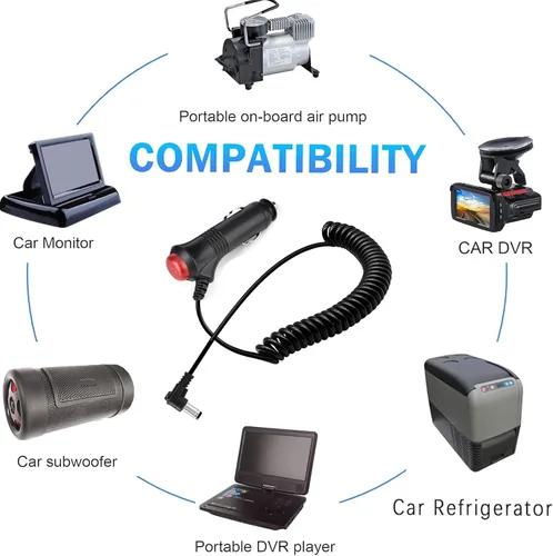 Vista 4 de Adaptador de fuente de alimentación para encendedor de cigarrillos de coche 12V/24V, enchufe macho, cable de extensión de 3 m con botón