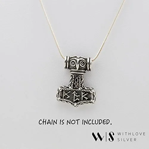 Vista 4 de Plata de ley withlovesilver Viking amulet Norse WarriorMartillo de Thor Mjolnir colgante